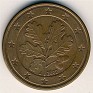 Euro - 5 Euro Cent - Germany - 2002 - Copper Plated Steel - KM# 209 - Obv: Oak leaves Rev: Denomination and globe - 0
